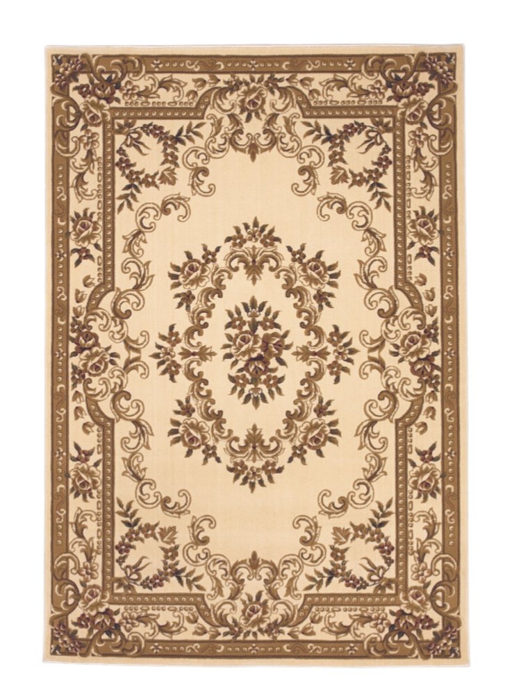 2' X 3' Beige And Brown Floral Medallion Area Rug