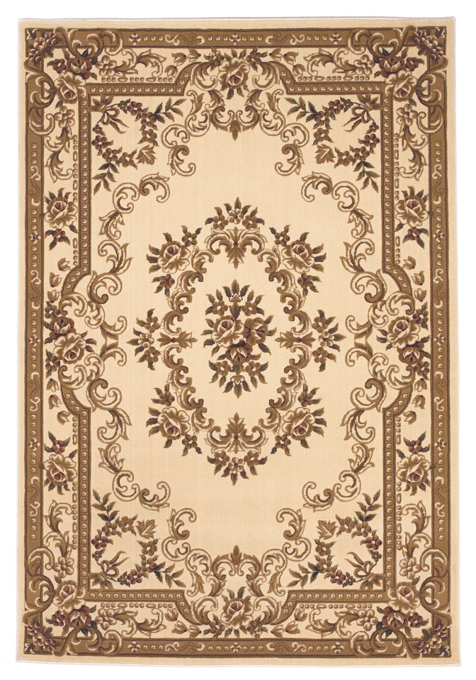 2' X 3' Beige And Brown Floral Medallion Area Rug
