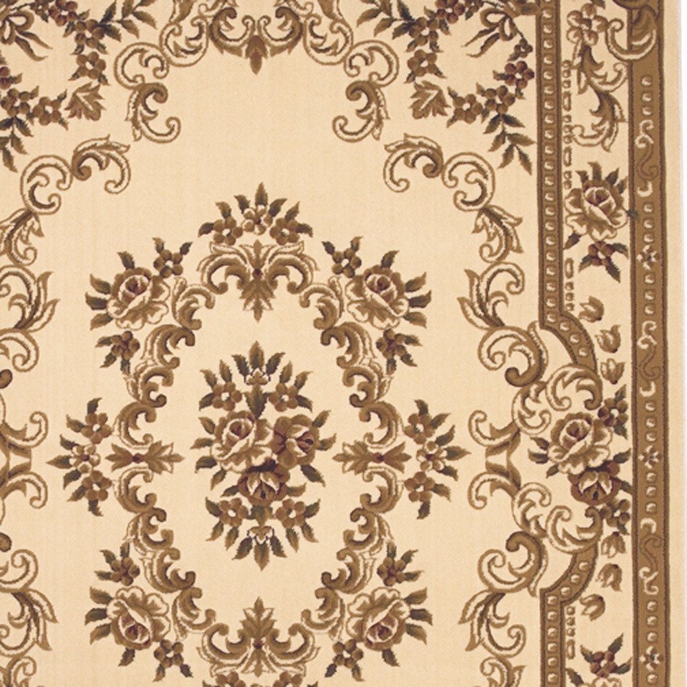 5' X 8' Beige And Brown Floral Medallion Area Rug