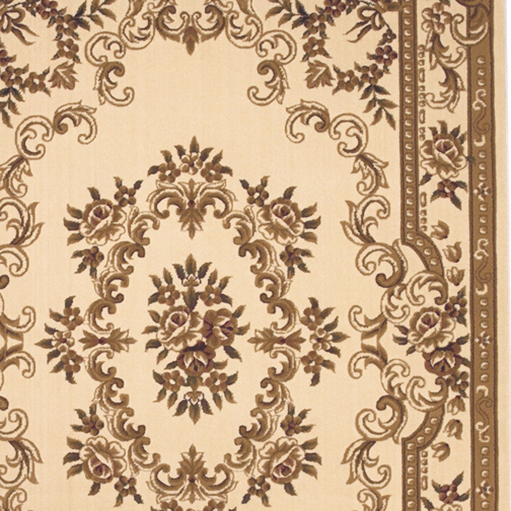 2' X 3' Beige And Brown Floral Medallion Area Rug