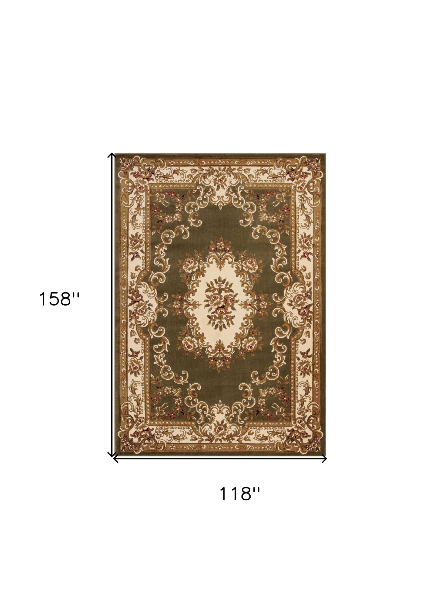 7' X 10'  Polypropylene Greenor Ivory Area Rug