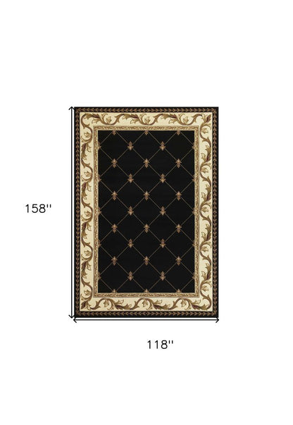 2' X 3' Brown Black And Ivory Floral Vines Area Rug
