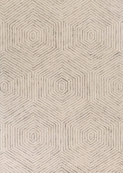 9' X 12' Sand Beige Wool Geometric Hand Tufted Area Rug