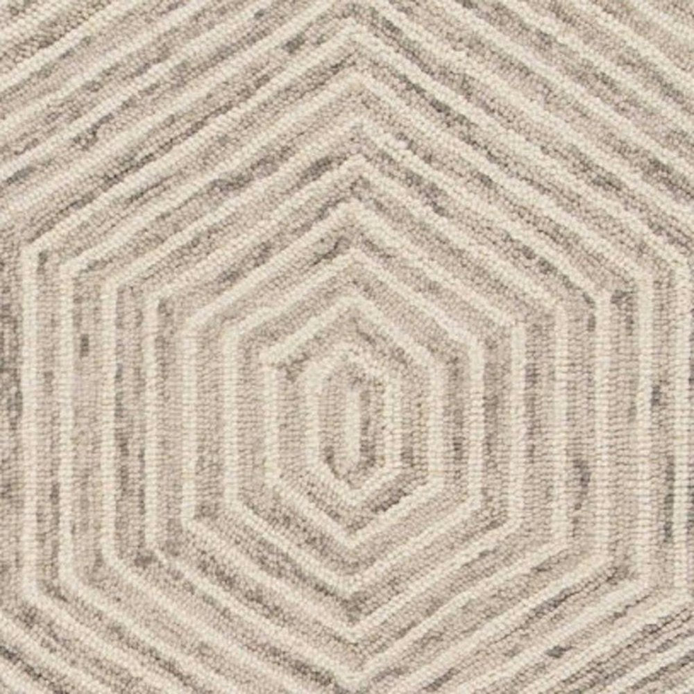 9' X 12' Sand Beige Wool Geometric Hand Tufted Area Rug