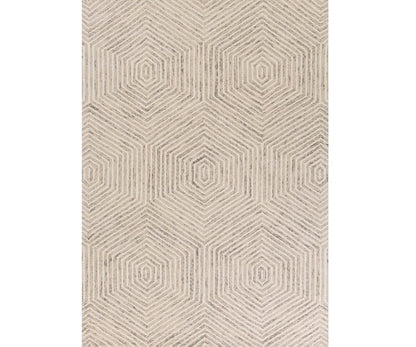 9' X 12' Sand Beige Wool Geometric Hand Tufted Area Rug