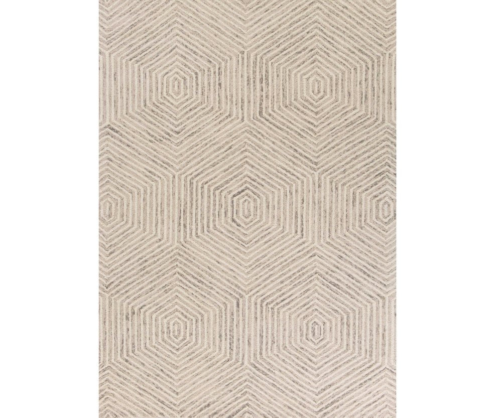 9' X 12' Sand Beige Wool Geometric Hand Tufted Area Rug