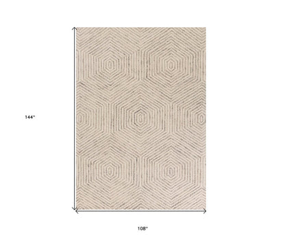 2' X 4' Sand And Beige Wool Geometric Hand Tufted Area Rug