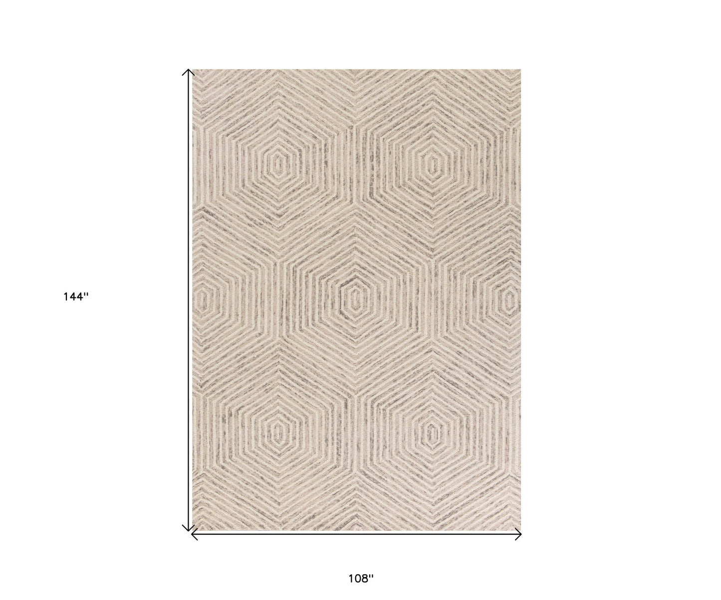 5' X 7' Ivory Geometric Hexagon Wool Indoor Area Rug