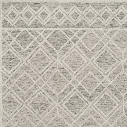 5' X 7' Sand Beige And Ivory Wool Geometric Hand Hooked Area Rug