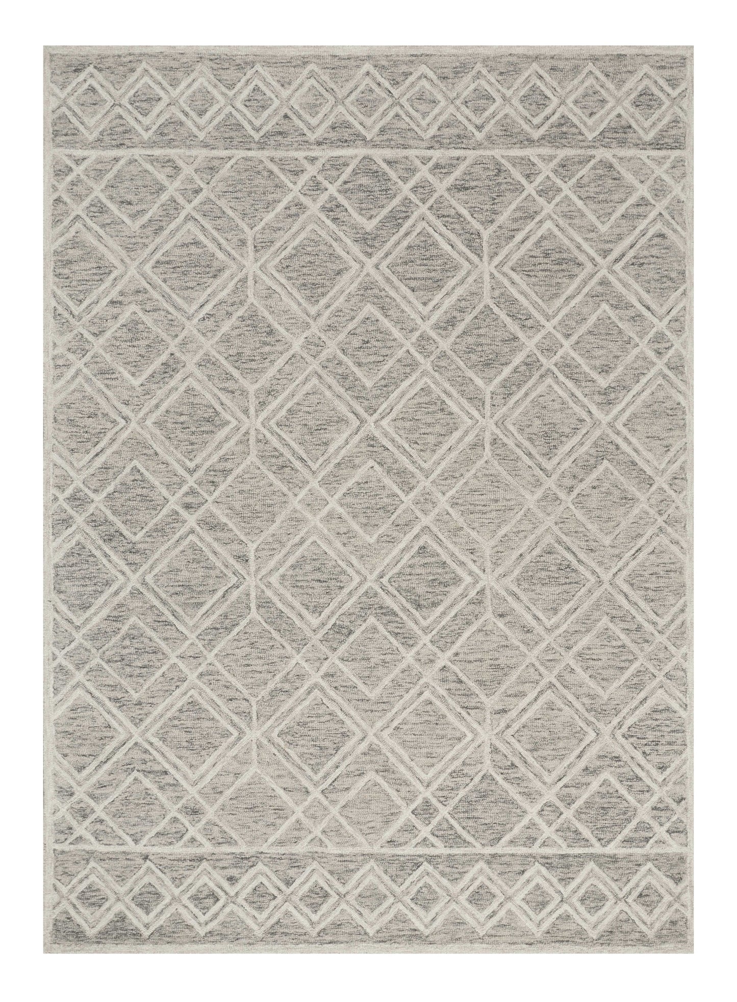 5' X 7' Sand Geometric Diamond Wool Indoor Area Rug