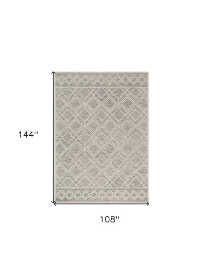 5' X 7' Sand Geometric Diamond Wool Indoor Area Rug