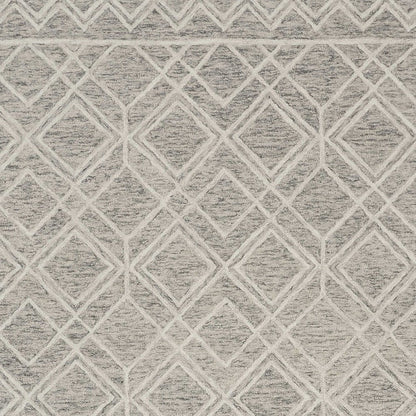 5' X 7' Sand Beige And Ivory Wool Geometric Hand Hooked Area Rug
