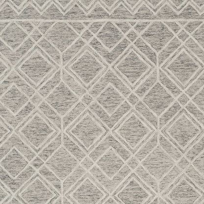 5' X 7' Sand Beige And Ivory Wool Geometric Hand Hooked Area Rug