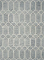 5' X 7' Slate Blue And Ivory Wool Geometric Hand Tufted Area Rug