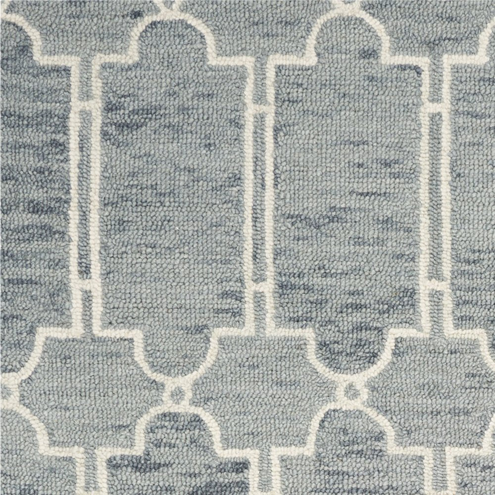 5' X 7' Slate Blue And Ivory Wool Geometric Hand Tufted Area Rug