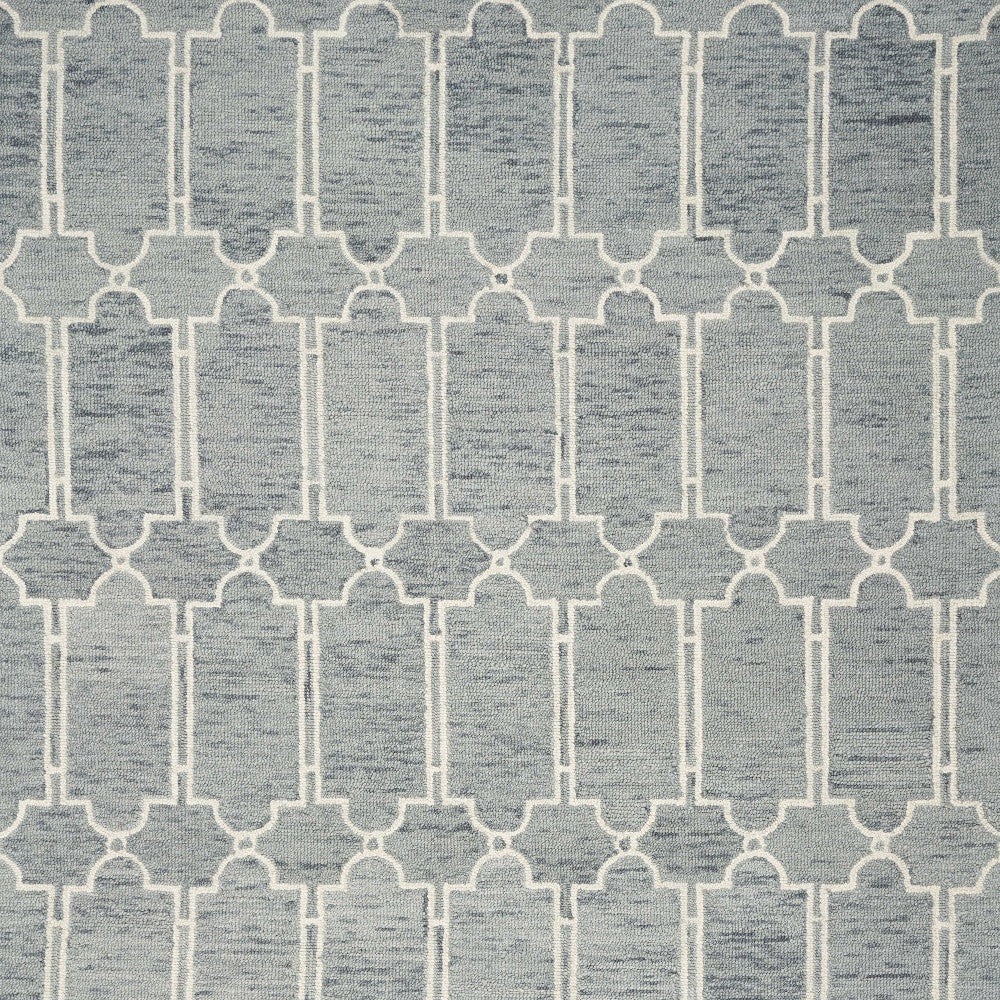 8' X 10' Slate Blue Hand Tufted Geometric Indoor Area Rug