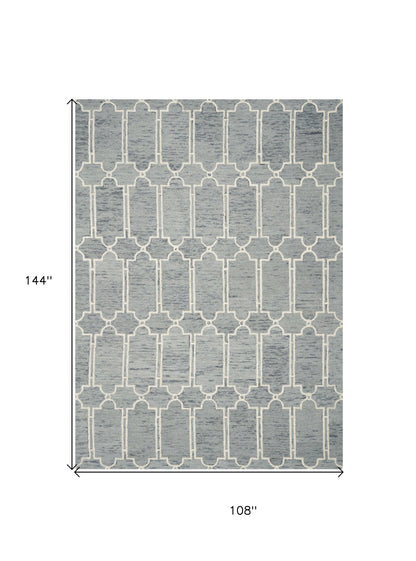 8' X 10' Slate Blue Hand Tufted Geometric Indoor Area Rug