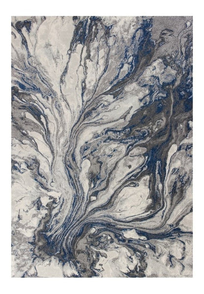 5' X 8' Blue And Gray Abstract Area Rug