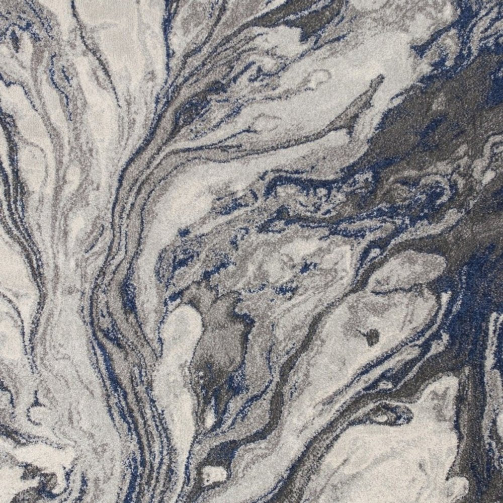 5' X 8' Blue And Gray Abstract Area Rug