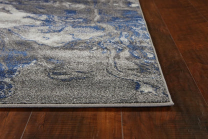 5' X 8' Blue And Gray Abstract Area Rug