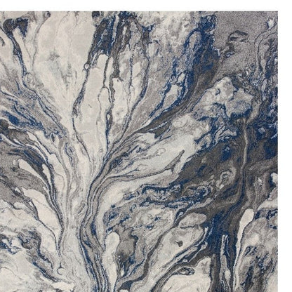 5' X 8' Blue And Gray Abstract Area Rug