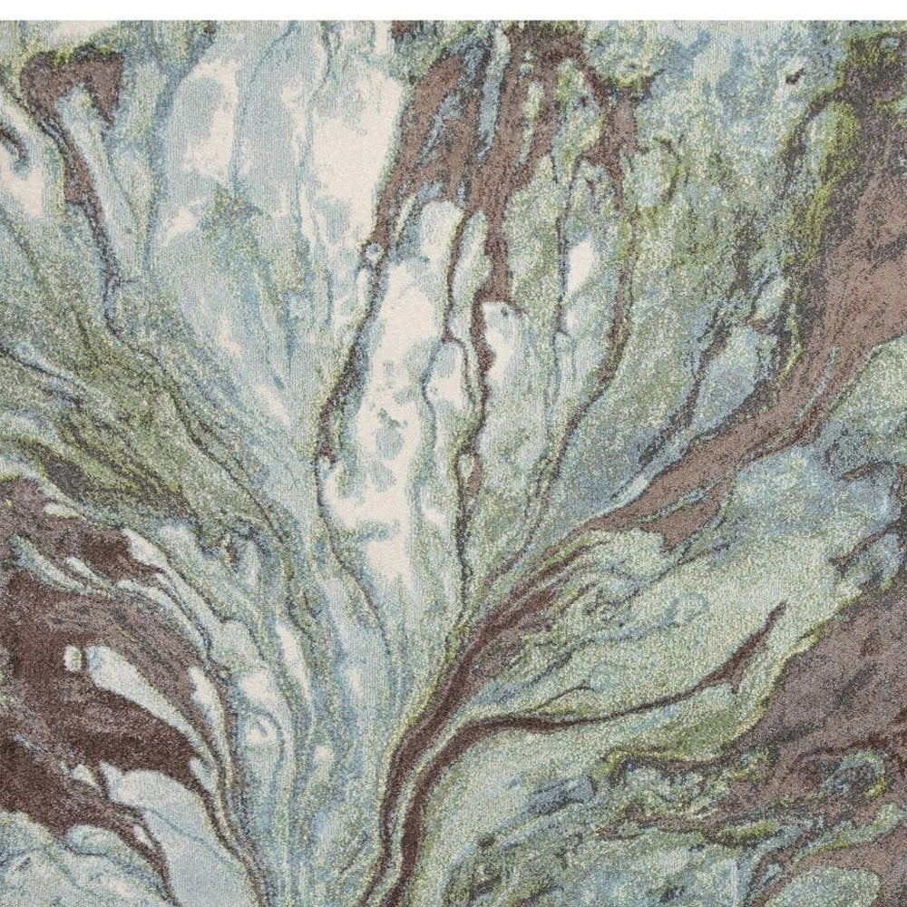 5' X 8' Green And Brown Abstract Area Rug