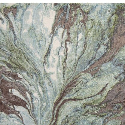 5' X 8' Green And Brown Abstract Area Rug