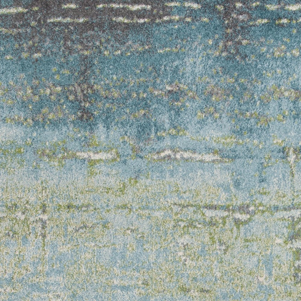 7' X 10' Blue And Green Abstract Area Rug