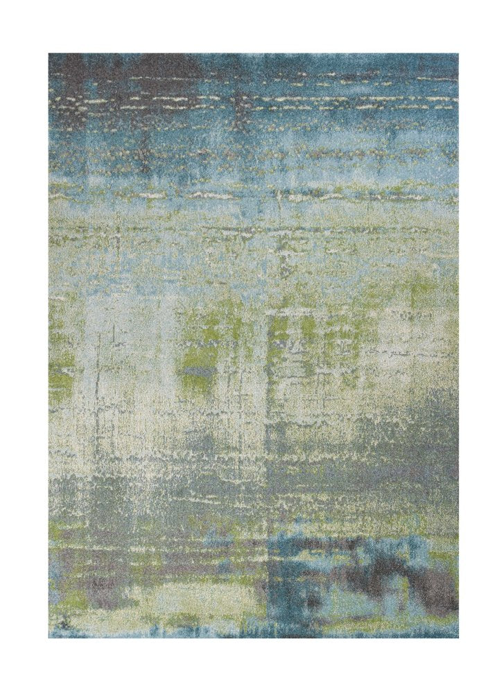 5' X 8' Blue And Green Abstract Area Rug