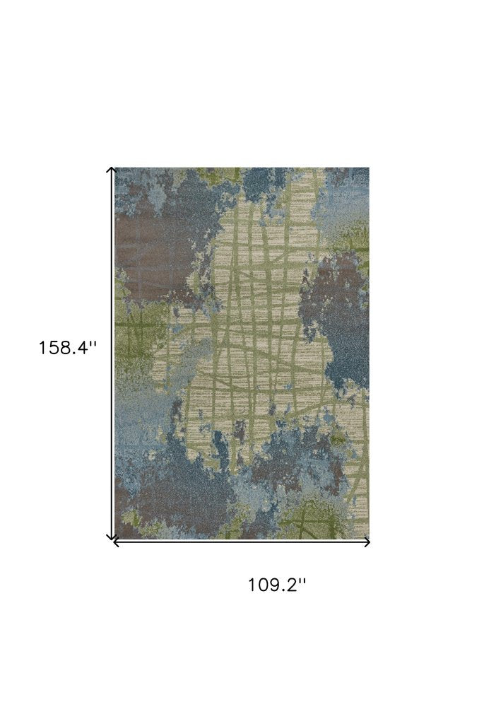 6' X 9' Blue And Green Abstract Area Rug