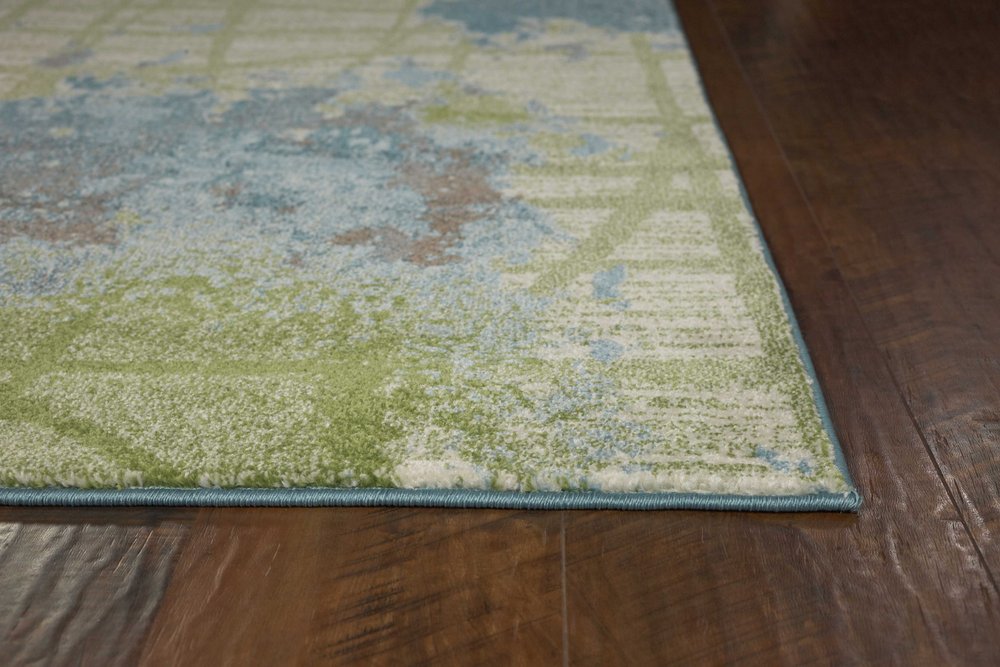 5' X 8' Blue And Green Abstract Area Rug