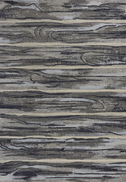 5' X 8' Grey Machine Woven Abstract Brushstroke Indoor Area Rug