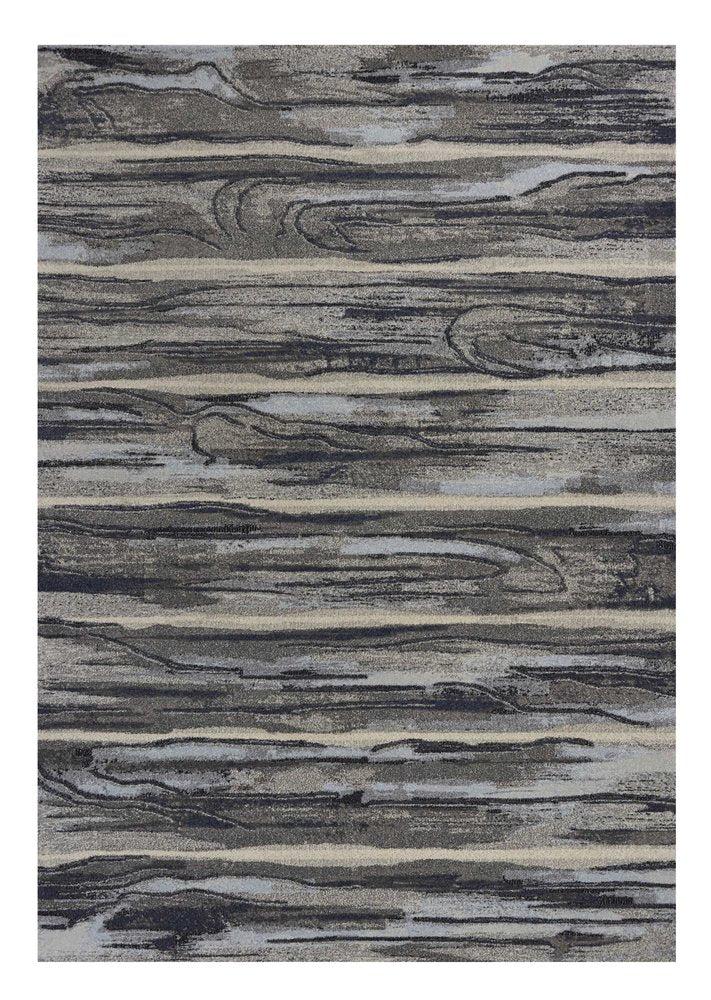 8' X 11' Gray Blue And Black Abstract Area Rug