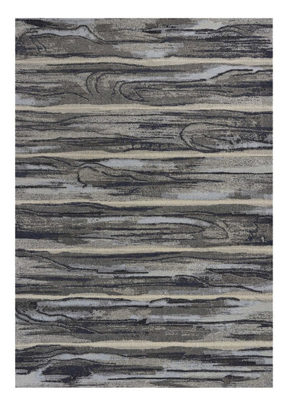 8' X 11' Gray Blue And Black Abstract Area Rug