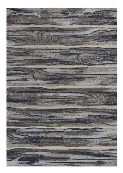 8' X 11' Gray Blue And Black Abstract Area Rug