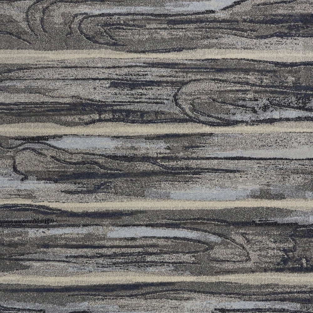 8' X 11' Gray Blue And Black Abstract Area Rug