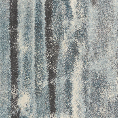 7' X 10' Teal Blue And White Abstract Distressed Area Rug