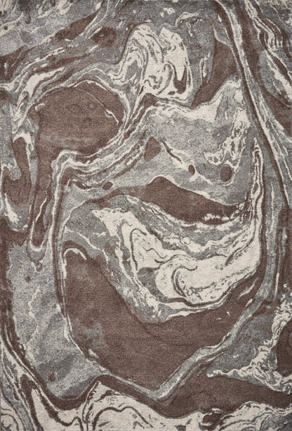 7' X 10' Brown And Ivory Abstract Area Rug
