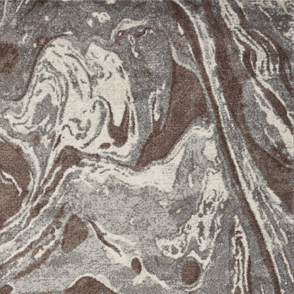7' X 10' Brown And Ivory Abstract Area Rug