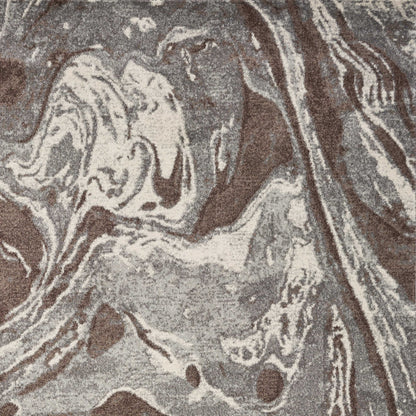 5' X 8' Brown And Ivory Abstract Area Rug