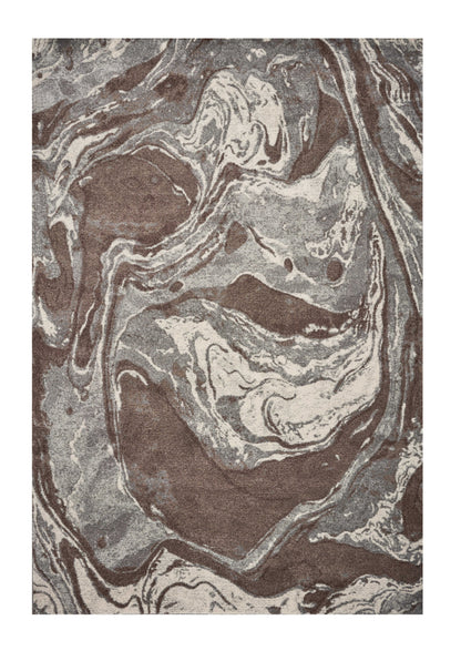 5' X 8' Brown And Ivory Abstract Area Rug