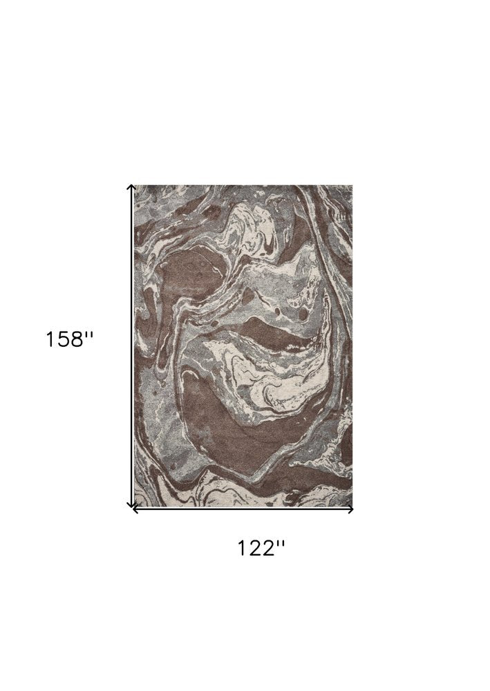 7' X 10' Brown And Ivory Abstract Area Rug