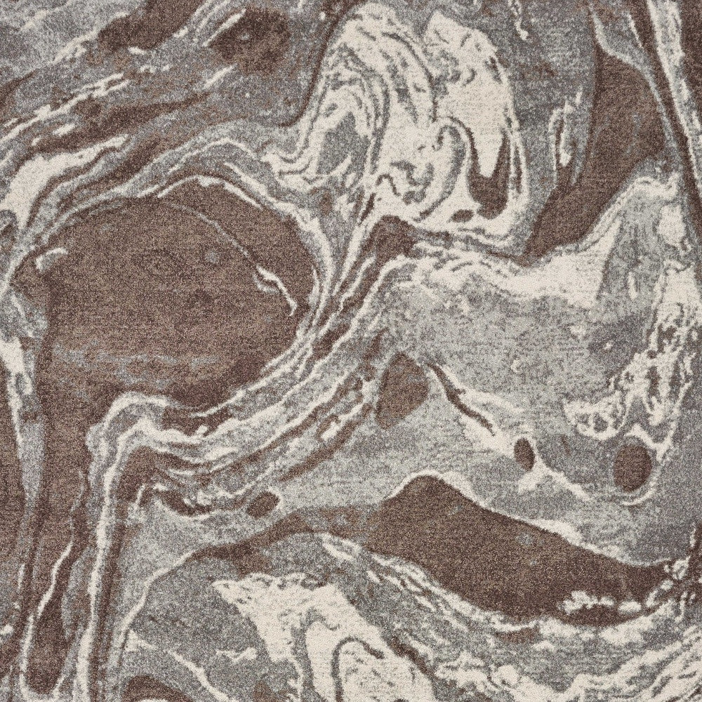 5' X 8' Brown And Ivory Abstract Area Rug