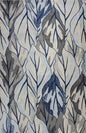 10' X 13' Gray And Navy Blue Botanical Leaves Area Rug