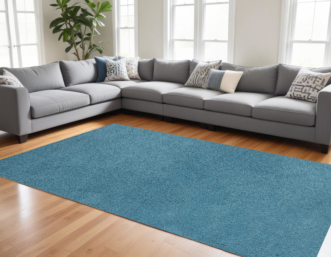 8' Round  Polyester Highlighter Blue Area Rug