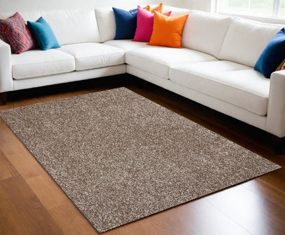 8' Beige Heather Round Indoor Shag Rug