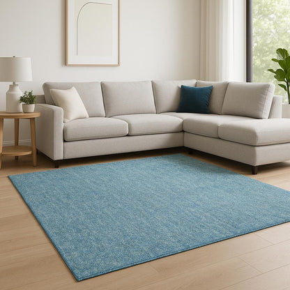 8' Blue And White Abstract Hand Woven Round Rug