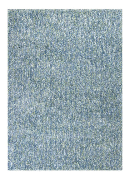 8' Blue And White Abstract Hand Woven Round Rug