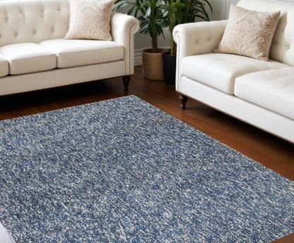 5' X 7' Indigo Ivory Heather Indoor Shag Rug