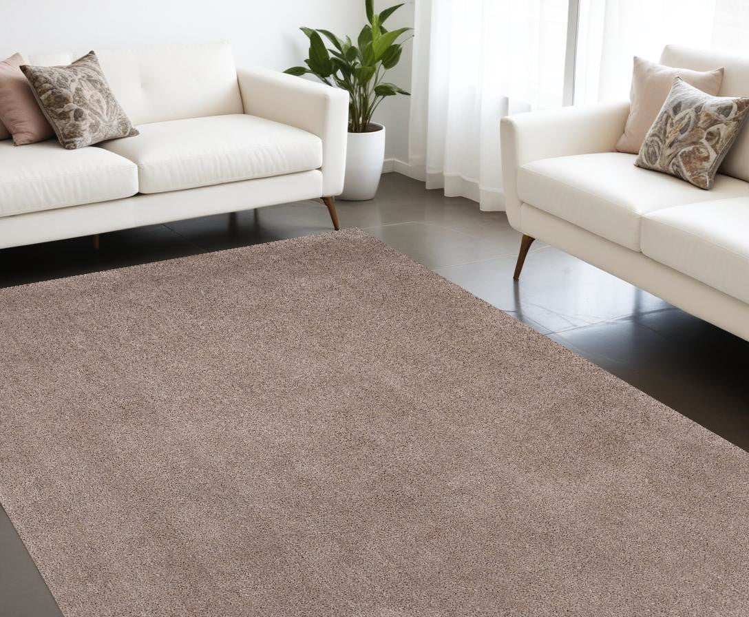 8' Beige Round Indoor Shag Rug